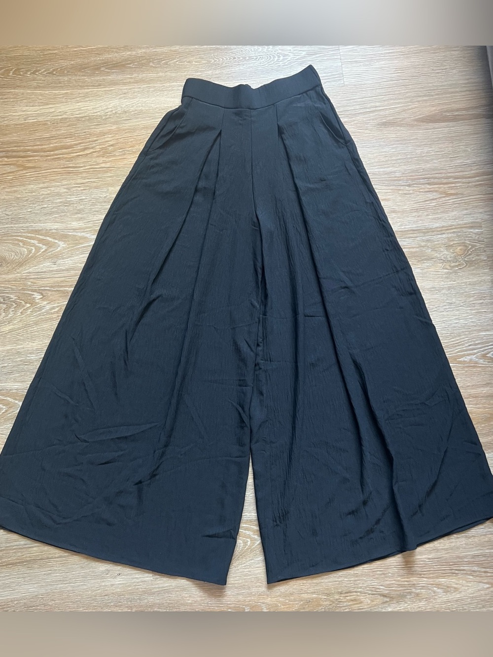 Yoyo5 Black Super Wide Leg Palazzo Pants Womens M Flowy Pull-On Minimalist